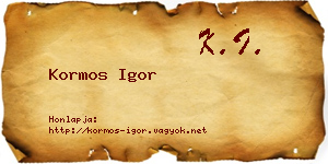 Kormos Igor névjegykártya